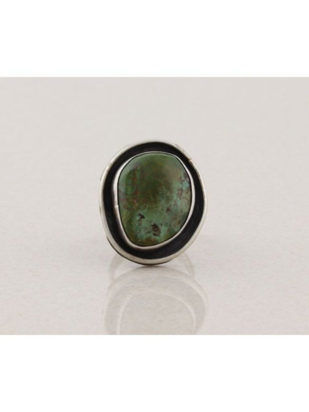 Sterling Silver Natural Green Turquoise Ring Size 6 3/4